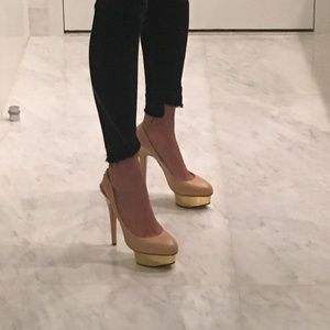 Charlotte Olympia Nude Dolly Platform Pumps